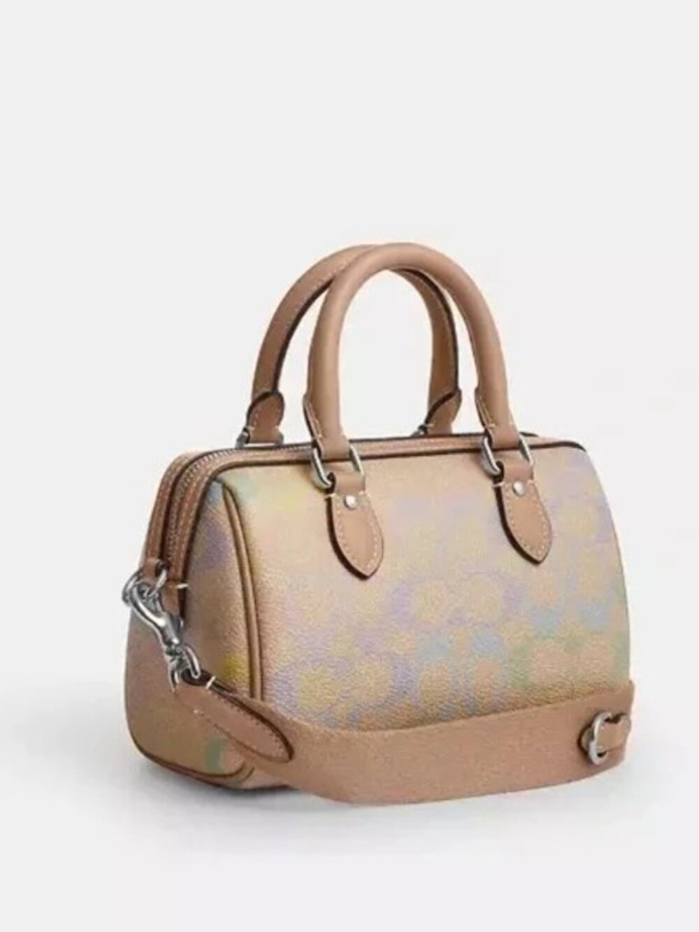 Coach New Rowan Satchel Bag in Rainbow Signature Canvas